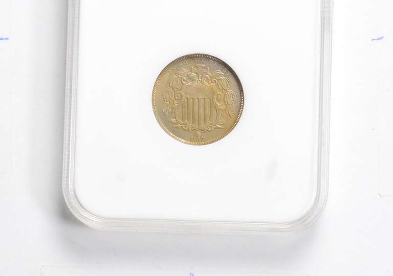 MS64 1867 Shield Nickel - Graded NGC