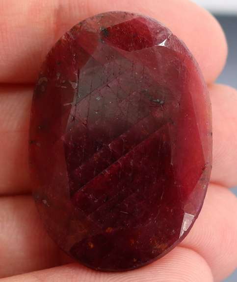 Fiery 105.5ct oval cut rich red Ruby