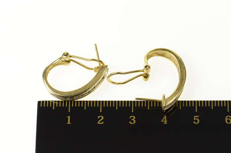 14K Yellow Gold Classic Diamond Oval French Clip Hoop Earring Jackets
