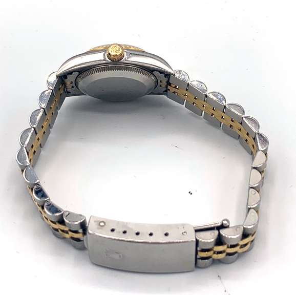 Ladies Two Tone Datejust Rolex with Gold Dial