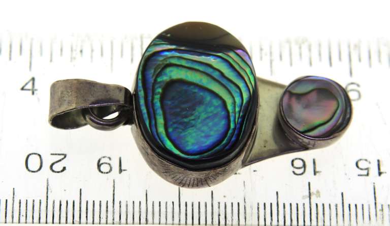 Sterling Silver Mexico Signed Abalone Pendant
