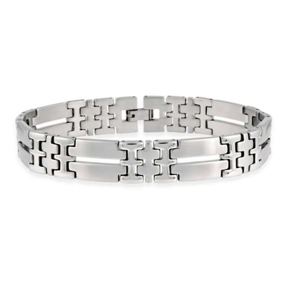 Stainless Steel Double "I" and Bar Link Bracelet