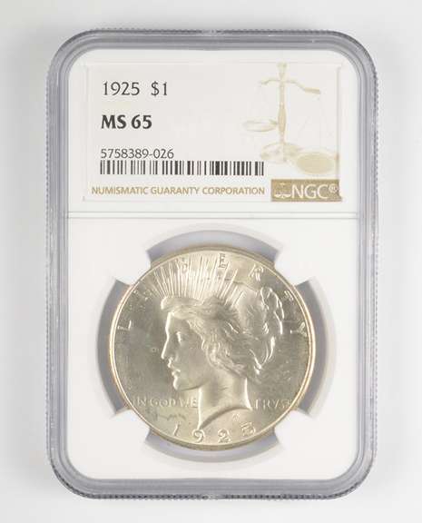 MS65 1925 Peace Silver Dollar - Graded NGC
