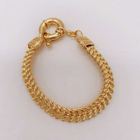Fancy Italian Made 18kt Gold Plated Greek Key Design Bracelet