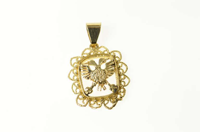 14K Yellow Gold Double Headed Eagle Russian Heraldry Pendant