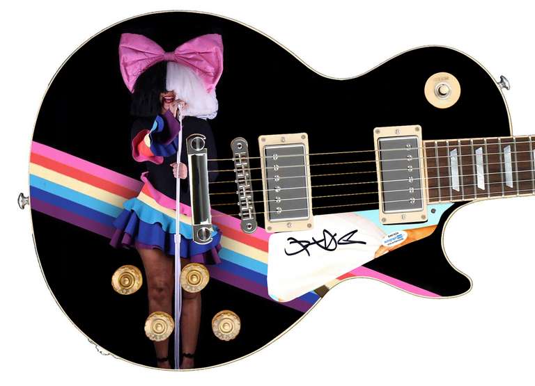 Sia Furler Autographed Custom Graphics Photo Guitar ACOA