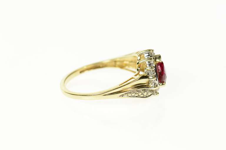 10K Yellow Gold Heart Syn. Ruby Diamond Accent Statement Ring