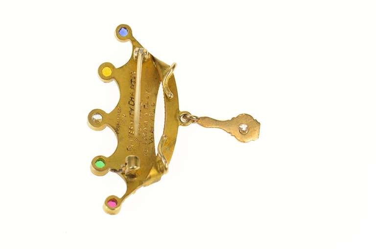 14K Yellow Gold Order of the Eastern Star Diamond Crown Pin/Brooch