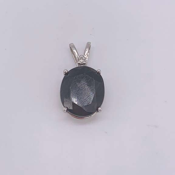 Large Sapphire & Diamond Pendant in Solid Gold
