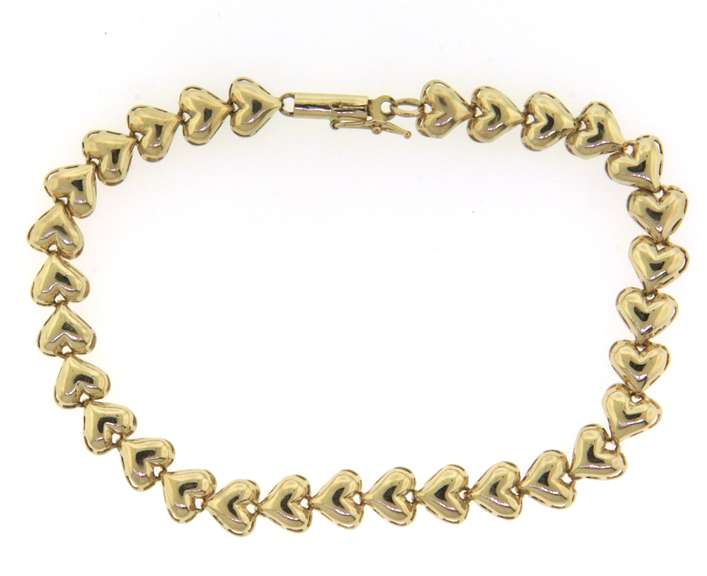 Powerful Yellow Gold Puffed Heart Bracelet