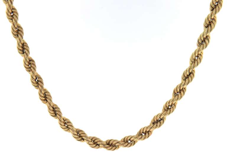 Simple Yellow Gold rope Chain Necklace