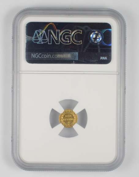 MS63 1864 Round Liberty Gold 25 Cents - BG-866 - Graded NGC