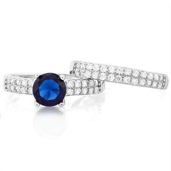 1 1/3 CARAT CREATED BLUE SAPPHIRE & 1/2 CARAT (52 PCS) FLAWLESS CR