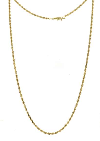 Beautiful Yellow Gold Rope Chain Necklace