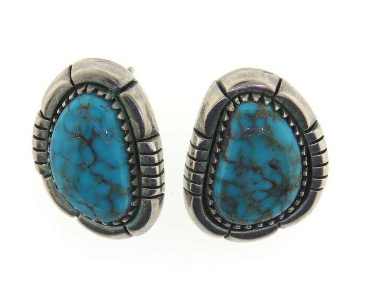 Sterling Silver Mary Marie Signed Turquoise earrings