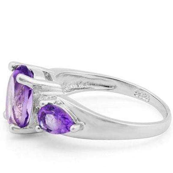 2.93 CT AMETHYST & DIAMOND 925 STERLING SILVER RING
