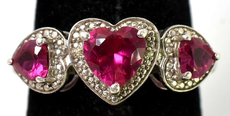 Sweet Heart-Cut Ruby Ring in Sterling Silver