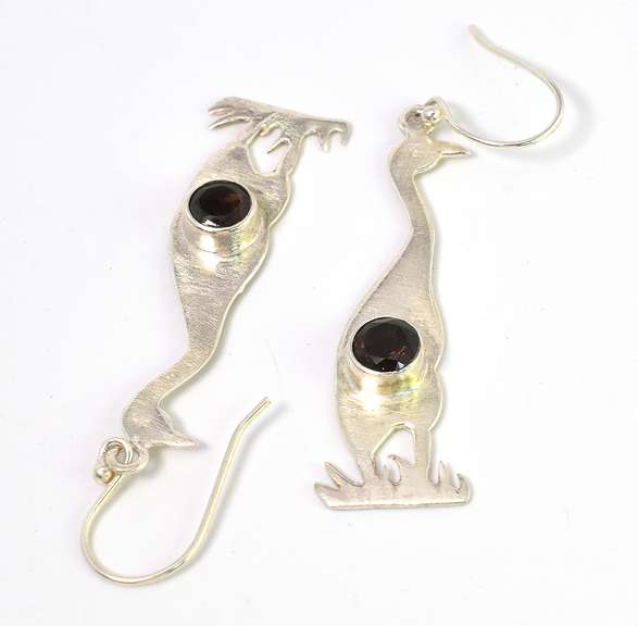 Eye-Catching Bird Earrings with Smokey Quartz
