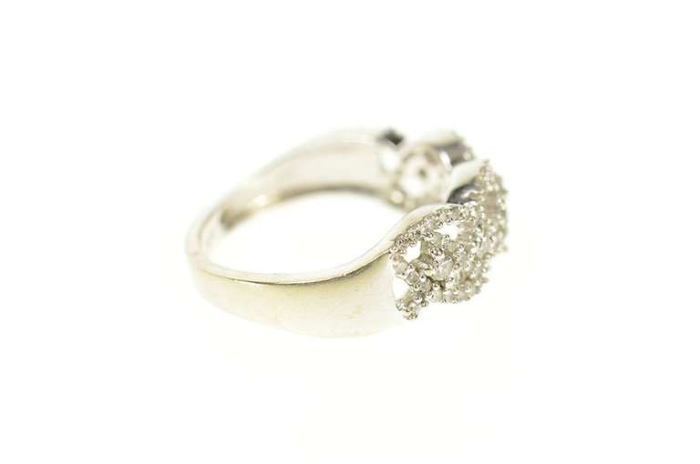 10K White Gold Pave Diamond Encrusted Braid Statement Band Ring
