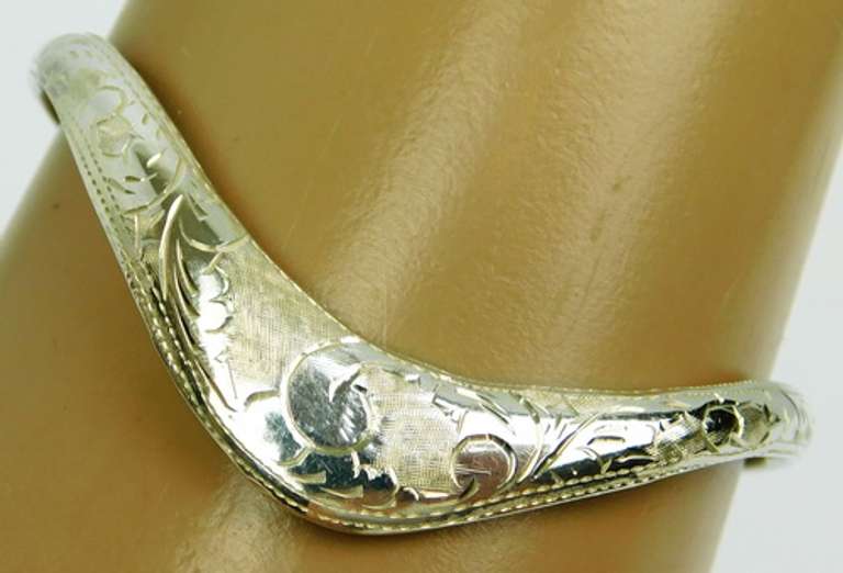 Vintage Engraved Sterling Silver Cuff Bracelet