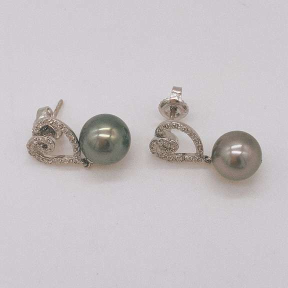 14kt Gold, Pearl, & Diamond Earrings