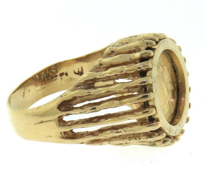 21kt Yellow Gold Dos Pesos Coin Ring