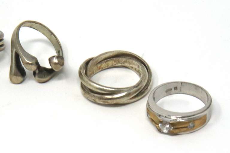 Lot of 9 Rings and Bracelet and Pendant in Sterling Silver