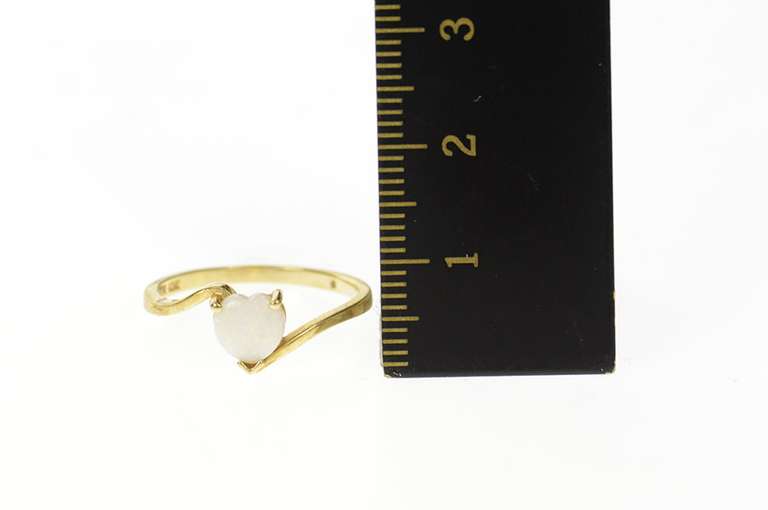 10K Yellow Gold Heart Cut Natural Opal Classic Bypass Love Ring
