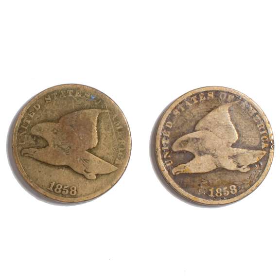 2 1858 Flying Eagle Cents