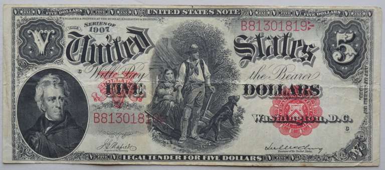 $ 5 1907 Axeman US Note