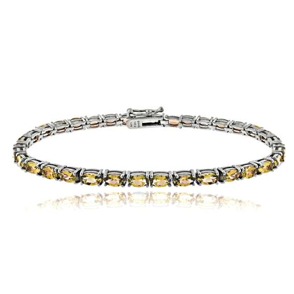 Sterling Silver 7.7ct Citrine Birthstone Tennis Bracelet