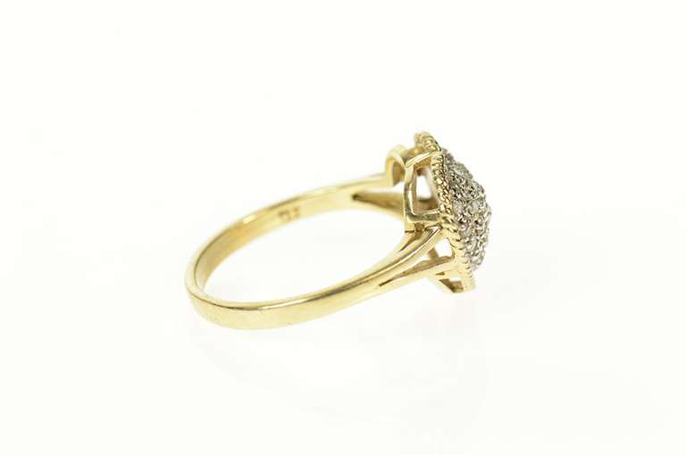 10K Yellow Gold Pave Diamond Domed Heart Love Promise Ring