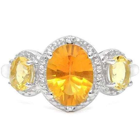 925 STERLING SILVER OVAL 3.32CT DARK CITRINE WOMEN RING