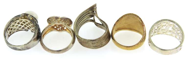 Group Lot of 5 Sterling Silver Rings