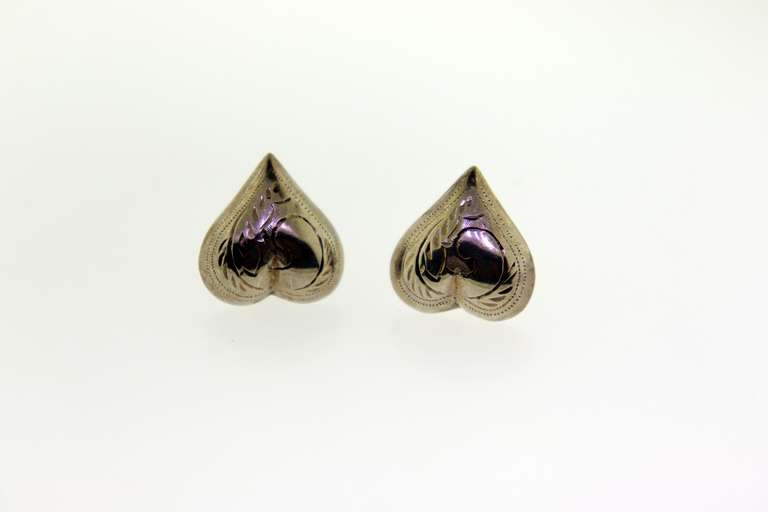 Vintage Sterling Silver Heart Earrings