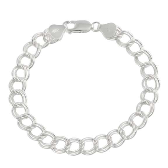 Sterling Silver Double link charm Bracelet
