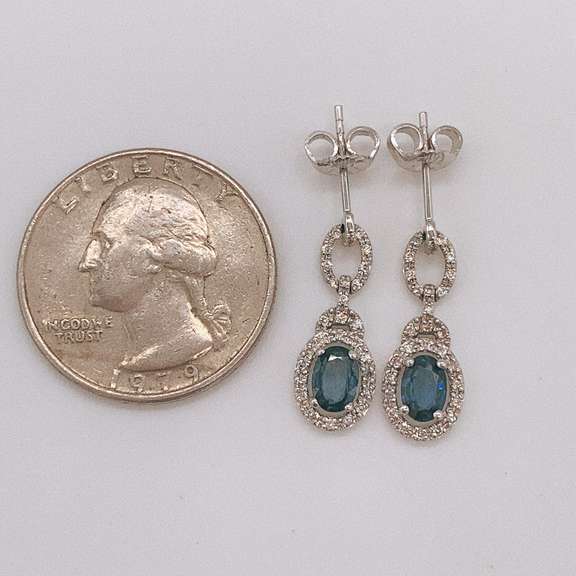 14kt Gold, Blue Sapphire, & Diamond Earrings