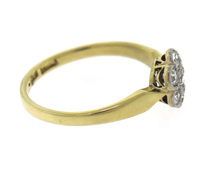 Stunning Yellow Gold Flower Style Diamond Ring
