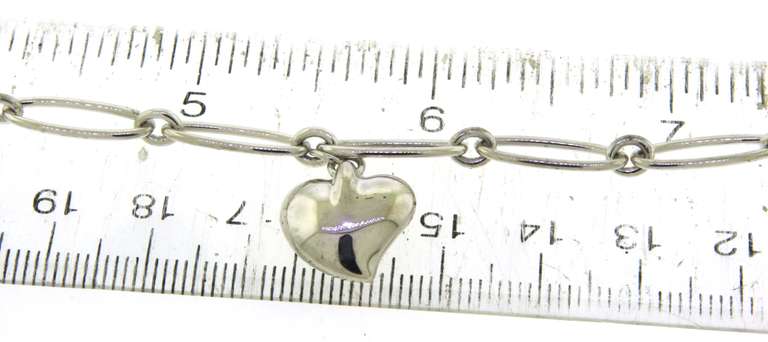 Tiffany & Co Elsa Peretti Carved Heart Oval Link Charm Bracelet