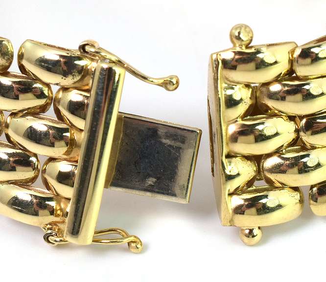 Robust Pantera-Style Bracelet in 14KT Yellow Gold