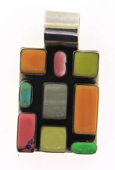 Sterling Silver Mexico Multi Gemstone Pendant