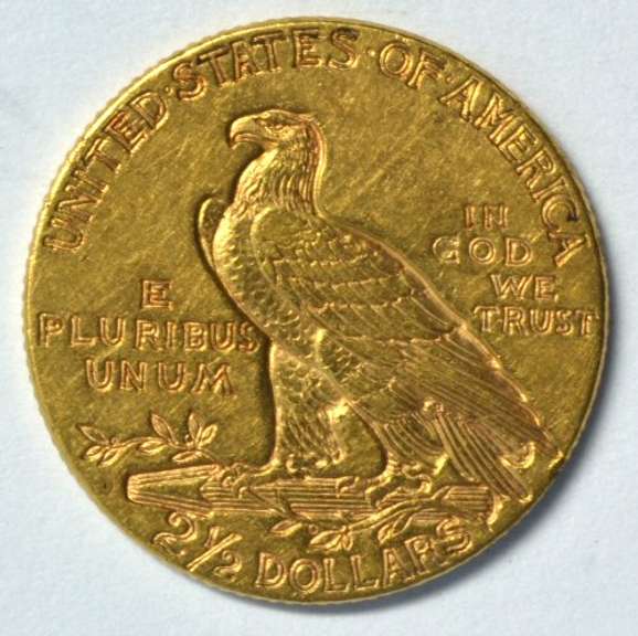 Real sharp 1925-D US $2.50 Indian Gold Piece. Nice