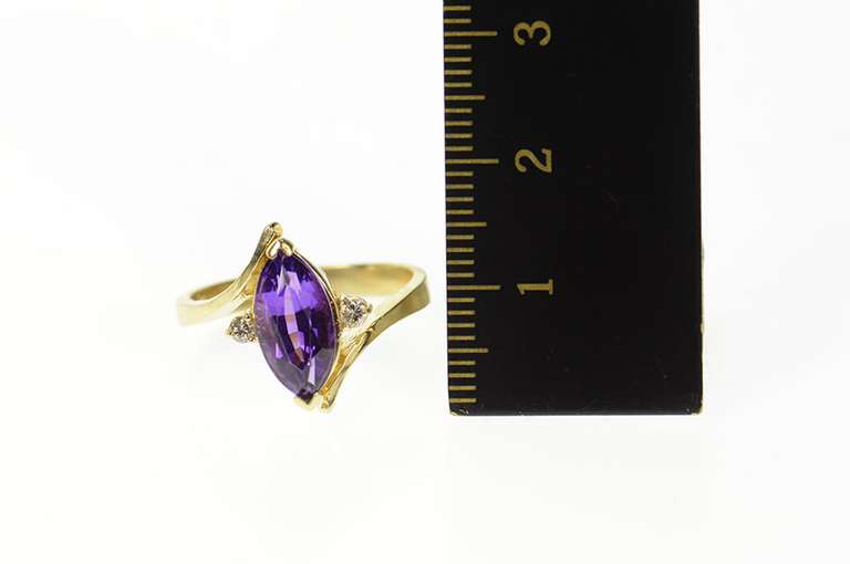 14K Yellow Gold Marquise Diamond Accent Bypass Ring