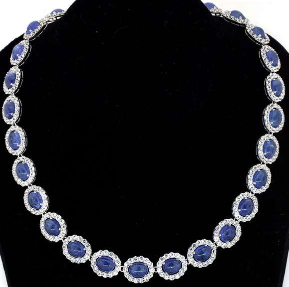 Breathtaking Tanzanite & Sapphire Necklace in Sterling Silver