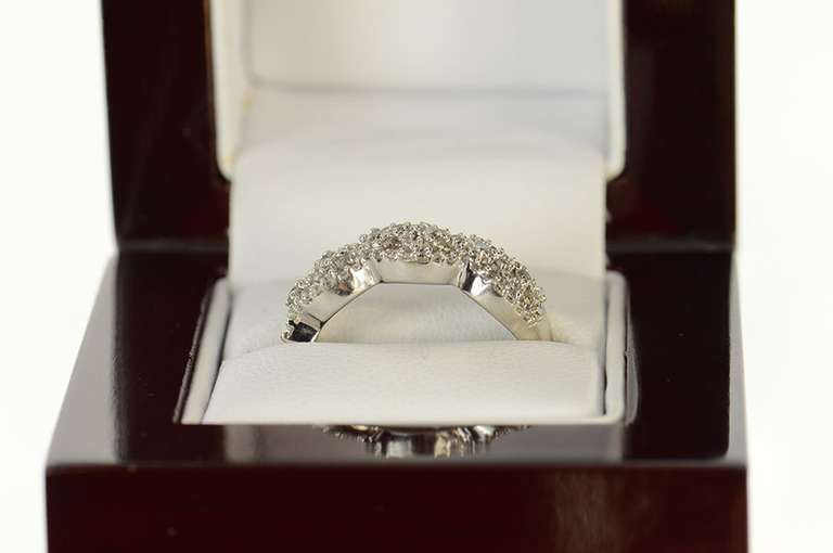 10K White Gold Pave Diamond Encrusted Braid Statement Band Ring