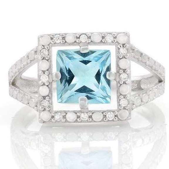 HULKING 2 1/5 CARAT BABY SWISS BLUE TOPAZ & GENUINE DIAMONDS 925 STERLING SILVER