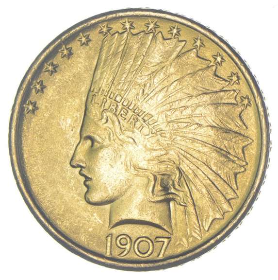 1907 $10 Indian Head Gold Eagle - Filed Rims