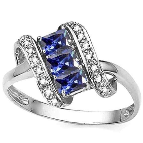 1.25 CT LAB TANZANITE & DIAMOND 925 STERLING SILVER RING