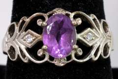Gorgeous Amethyst Filigree Ring in Sterling Silver
