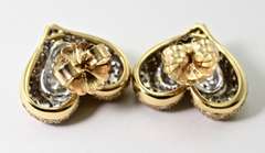 Stunning High-End 2-Tone 18K Heart Motif Diamond Earrings